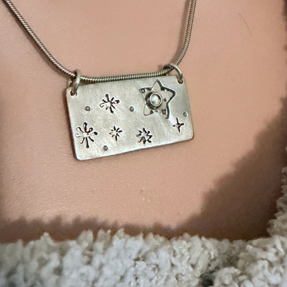 Sterling Silver Friends Starry Night Necklace with Quote - Picture 3 of 8
